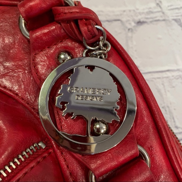 Gramercy Designs red double handle handbag with leopard interior and coin purse - Picture 11 of 11